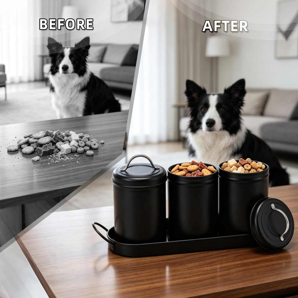 Airtight Dog Treat Container Set with Lid and Tray G7925