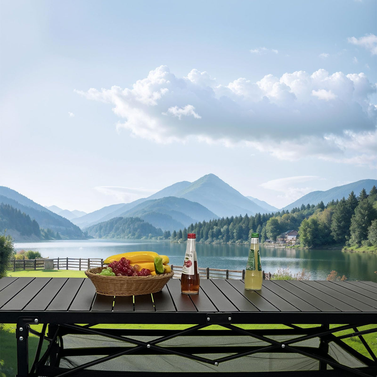 Large Folding Aluminum Camping Table with Storage and Carry Bag S457979