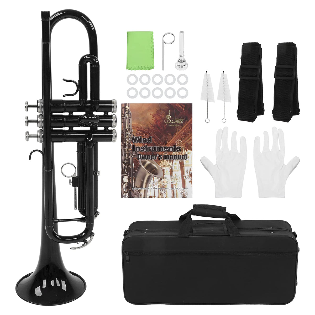 Bb Trumpet Set Brass Wind Instrument with Mouthpiece and Case K940