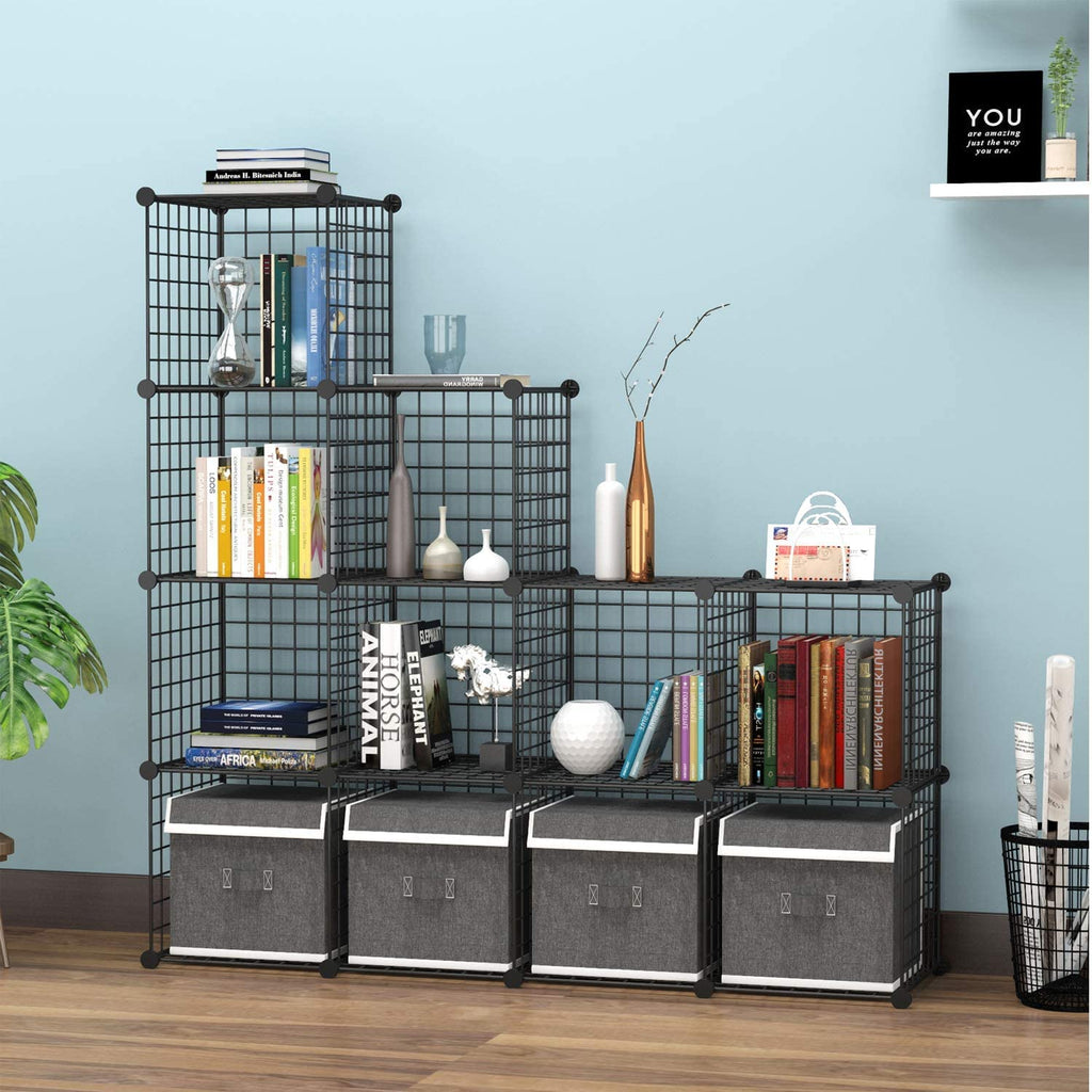 Black 12 Cube Wire Storage Organizer L11571