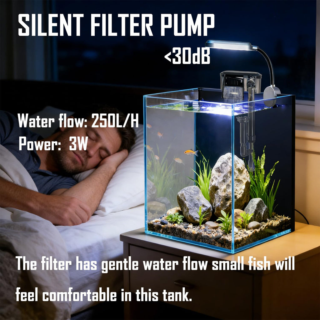 1.5 Gallon Glass Aquarium Starter Kit with Filter and LED Light P441690