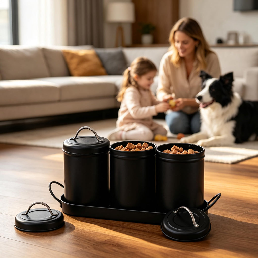 Airtight Dog Treat Container Set with Lid and Tray G7925