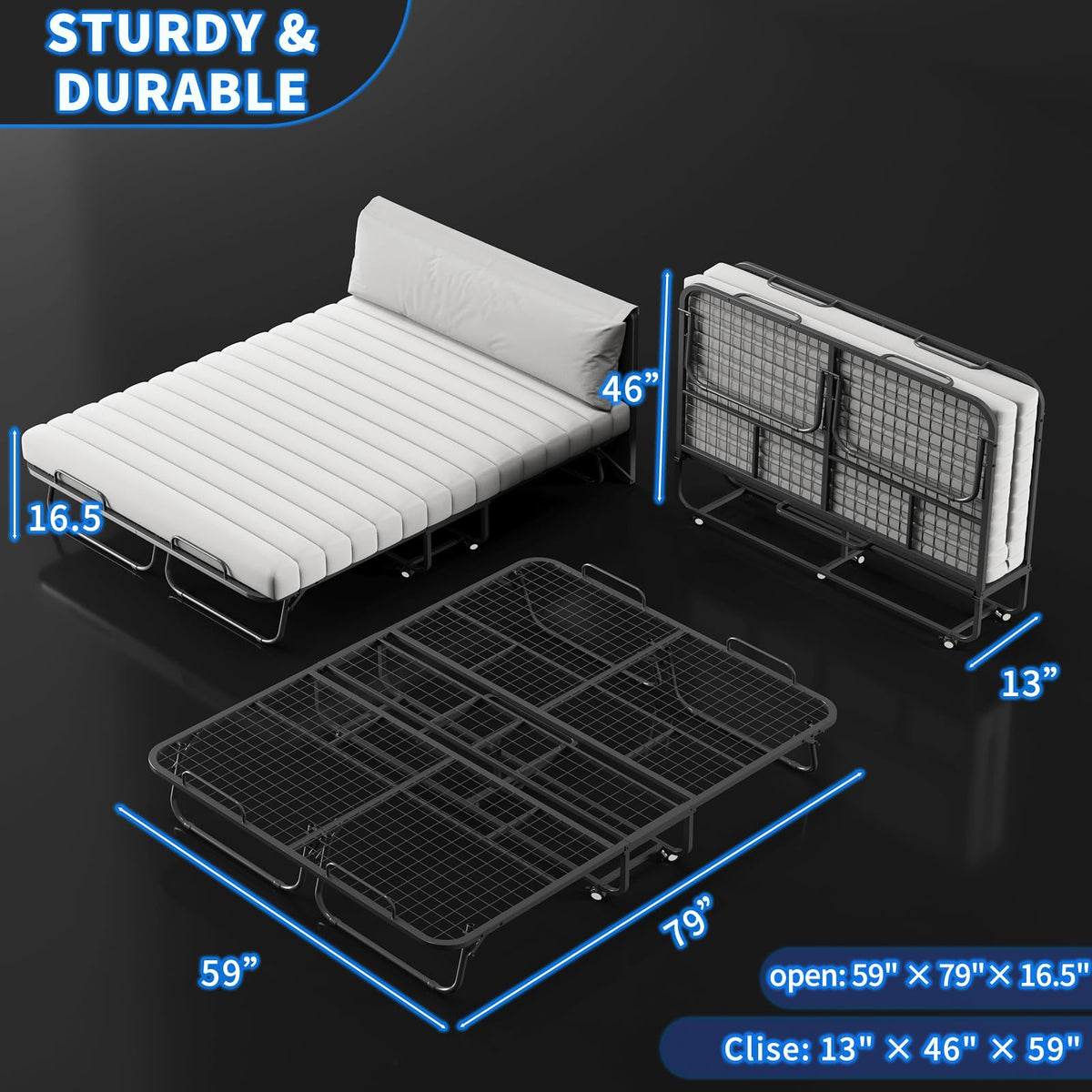 Queen Size Folding Bed with Memory Mattress F1445
