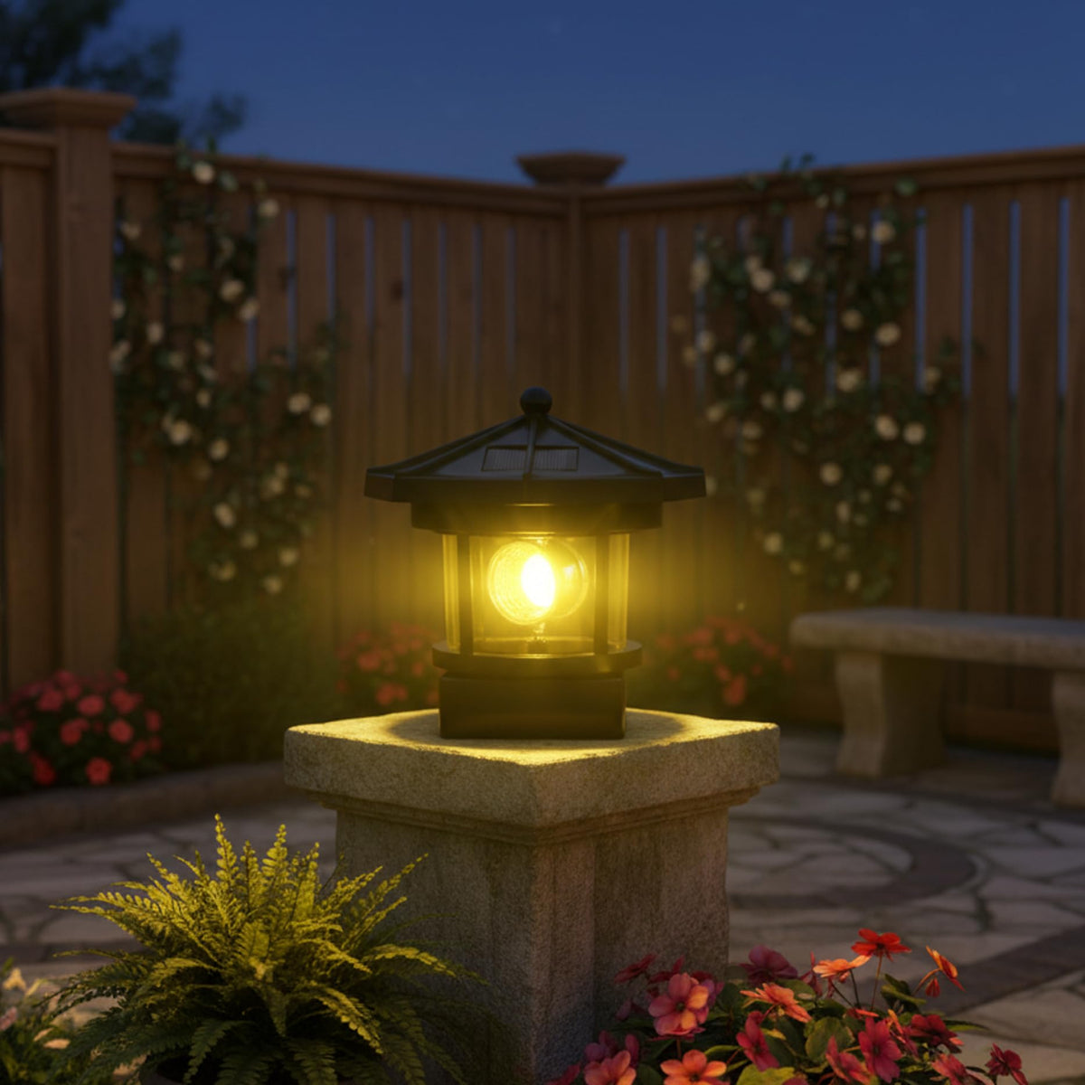 Black 2-Pack Rotating Solar Lighthouse T426655