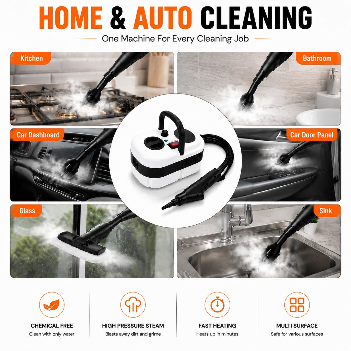 Handheld Steam Cleaner with 10-Piece Accessory Kit I8343