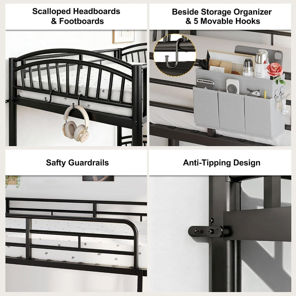 Twin Over Twin Metal Bunk Bed with Ladder L735171