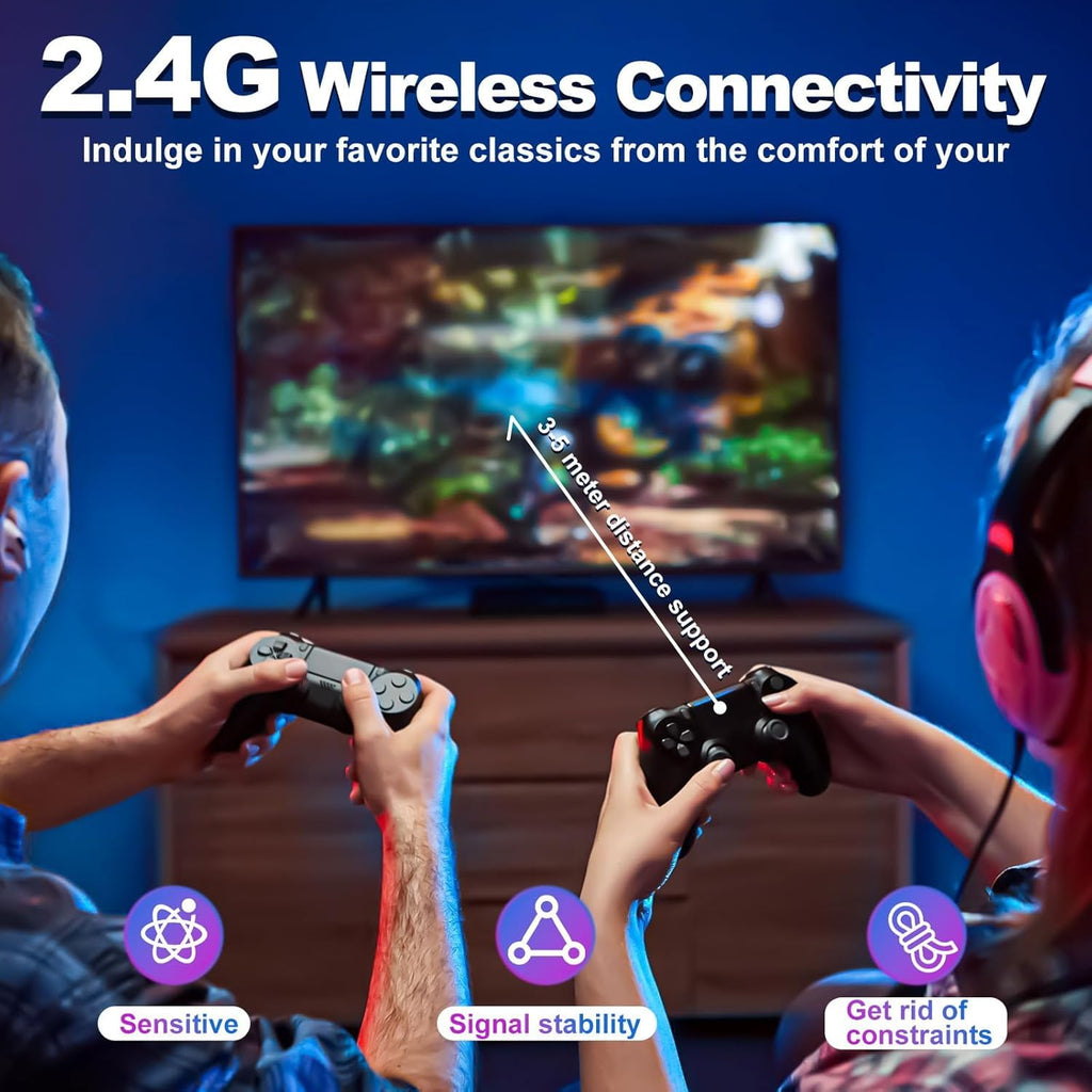 64G Wireless Game Stick 4K HDMI Game Console with 2.4G Wireless Controller X211