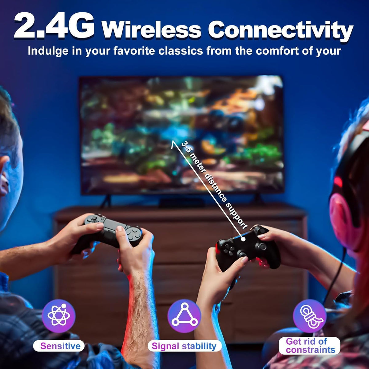 64G Wireless Game Stick 4K HDMI Game Console with 2.4G Wireless Controller X211