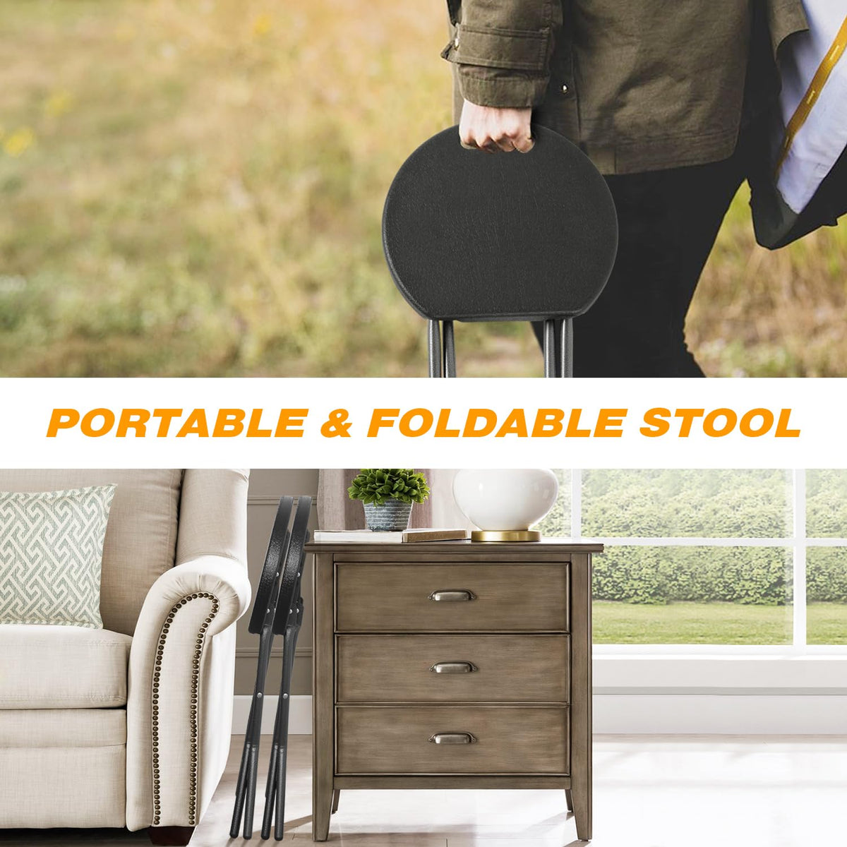 Black Folding Stool with Handle A996816