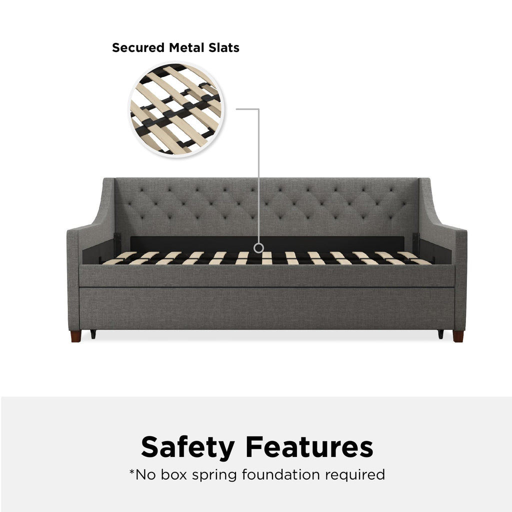 Grey Linen Twin over Twin Upholstered Daybed and Trundle N930982