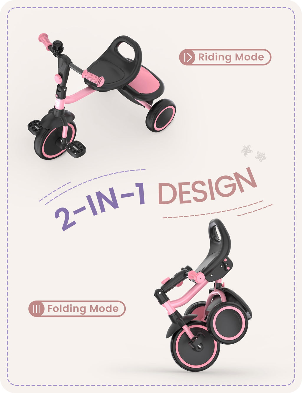 Pink Toddler Tricycle with Bell N1952