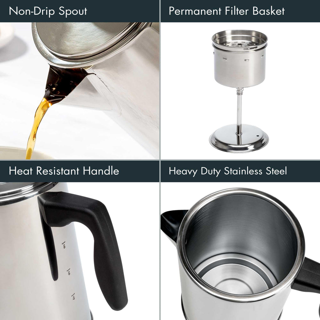 Stainless Steel 8 Cup Stovetop Coffee Percolator H901