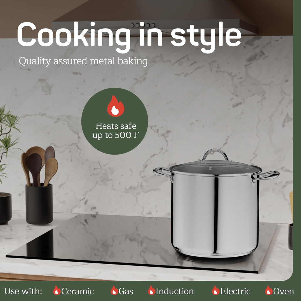 16 Quart Stainless Steel Stockpot with Tempered Glass Lid Z917