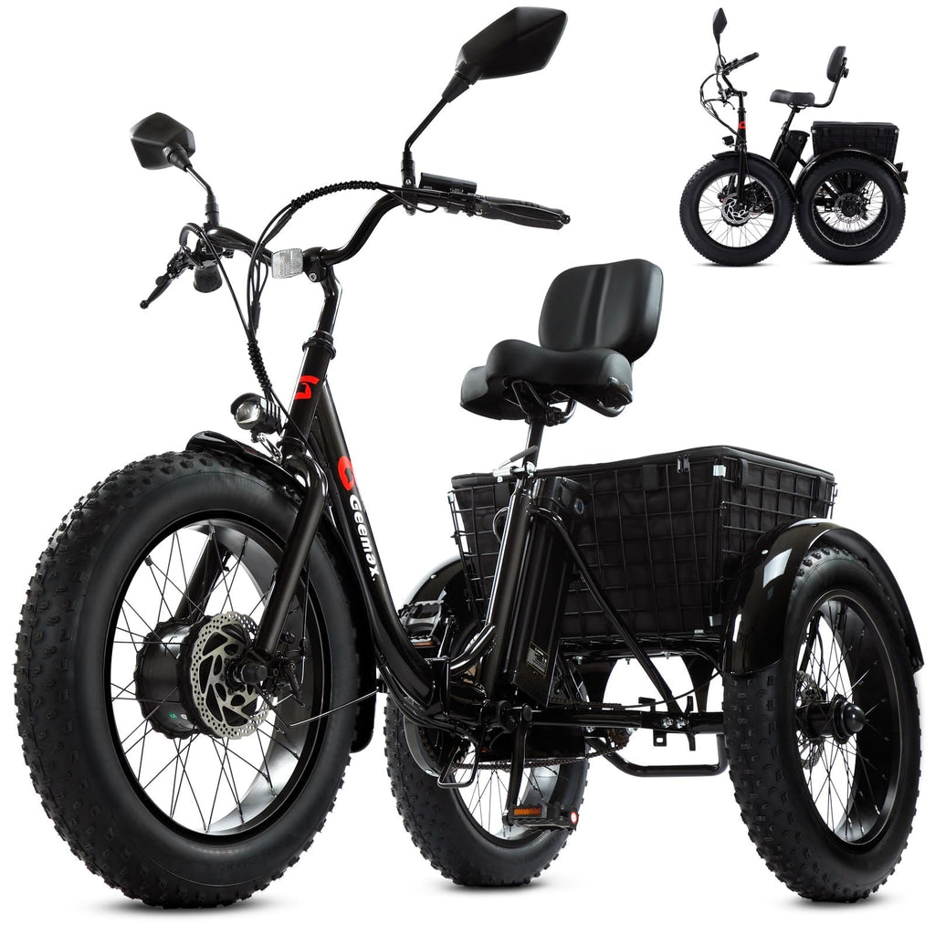Folding Electric Tricycle for Adults, 20"x4" Fat Tire, Peak 500W 36V13Ah F962849