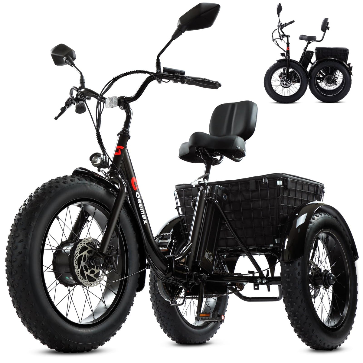 Folding Electric Tricycle for Adults, 20"x4" Fat Tire, Peak 500W 36V13Ah F962849