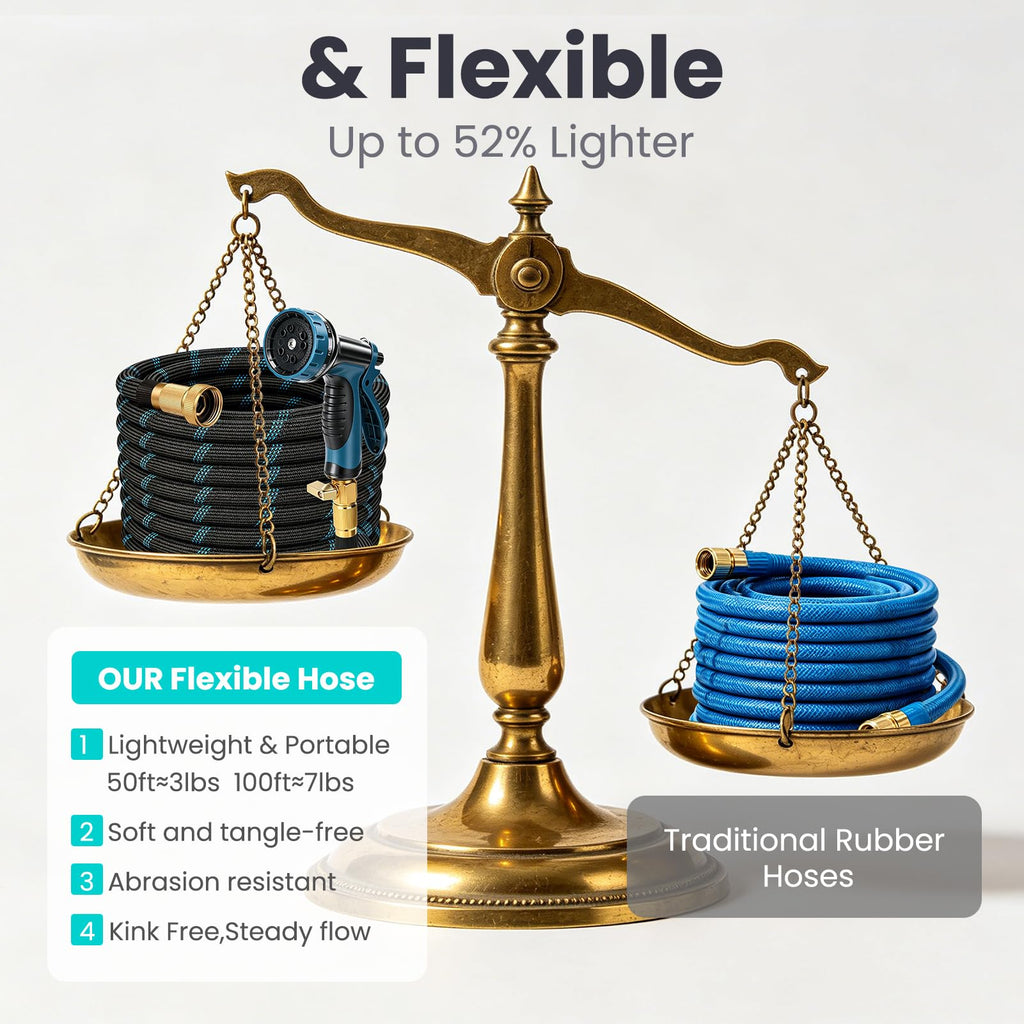 100ft Lightweight Flexible Garden Hose with 10-Function Sprayer P463828