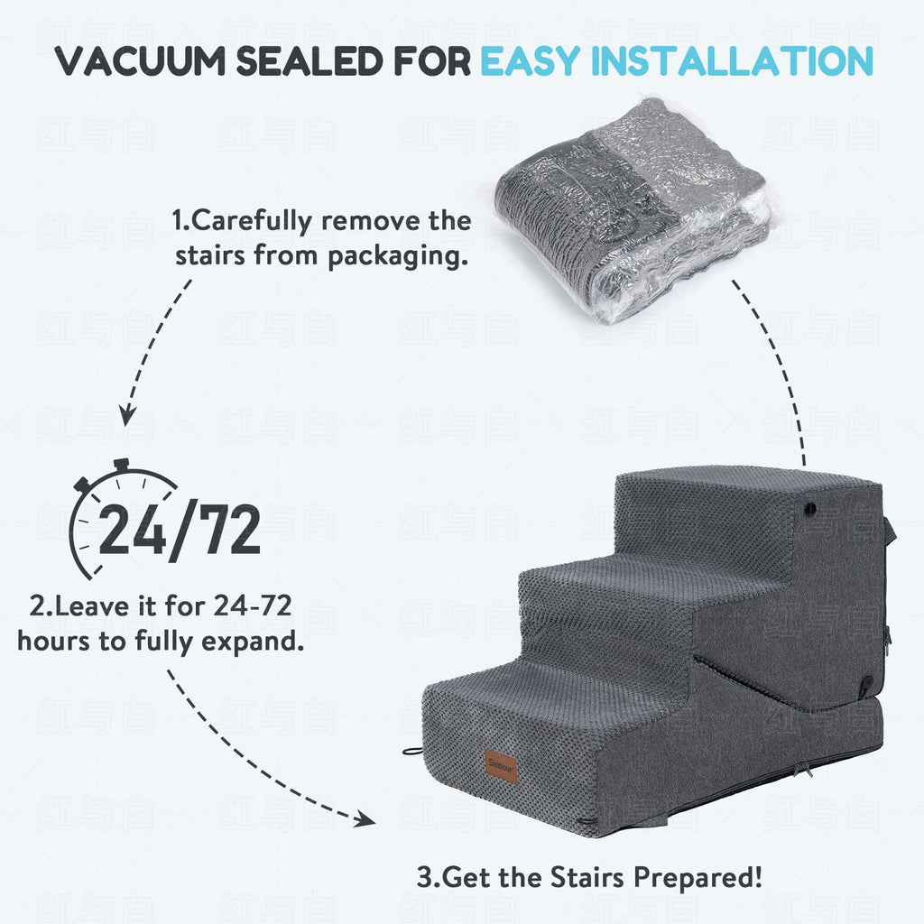 4-Step Dog Stair and Ramp with Non-Slip Bottom Grey Q15150