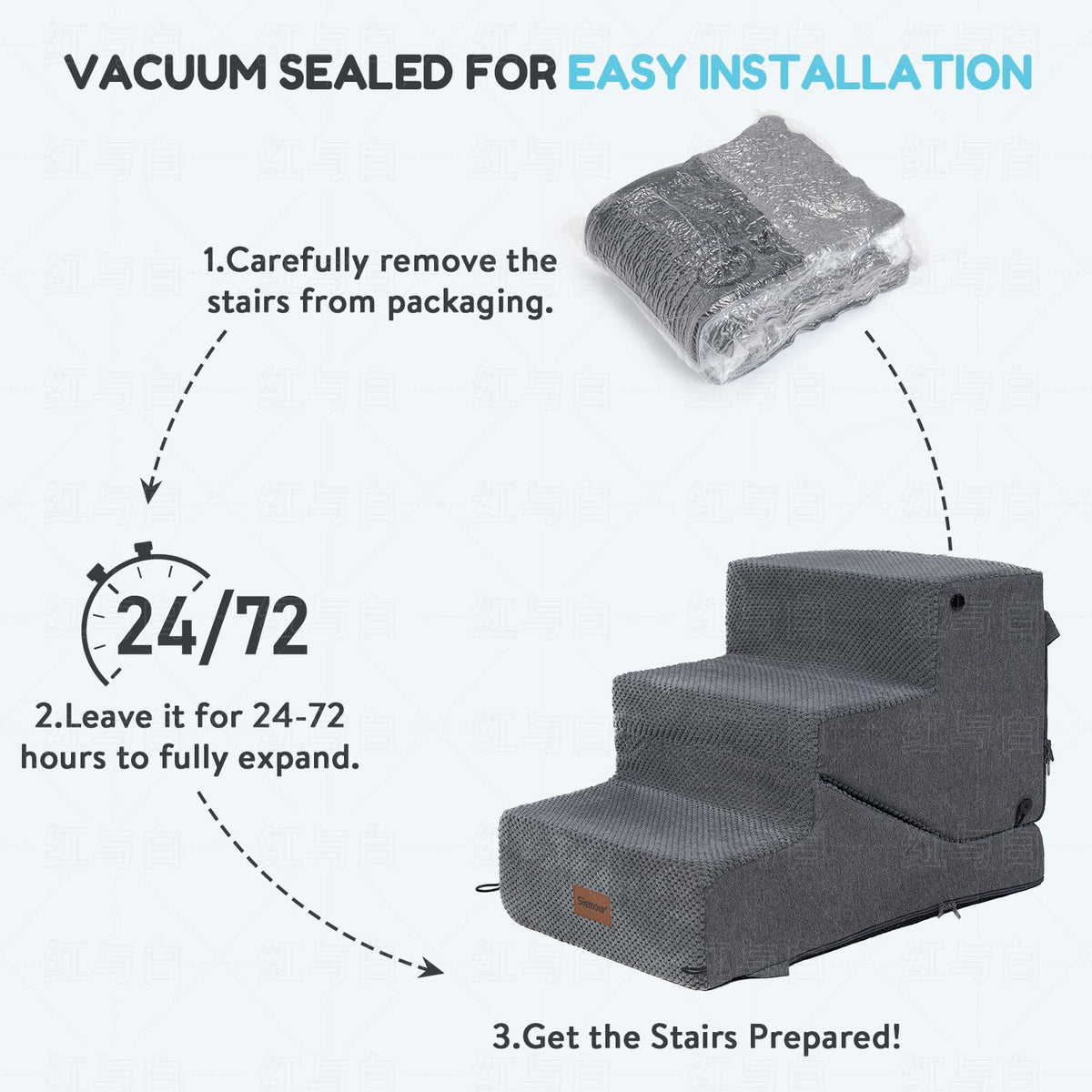 4-Step Dog Stair and Ramp with Non-Slip Bottom Grey Q15150