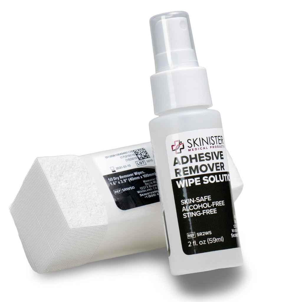 Adhesive Remover Wipes 50 Dry Wipes + 2oz Spray Solution A164
