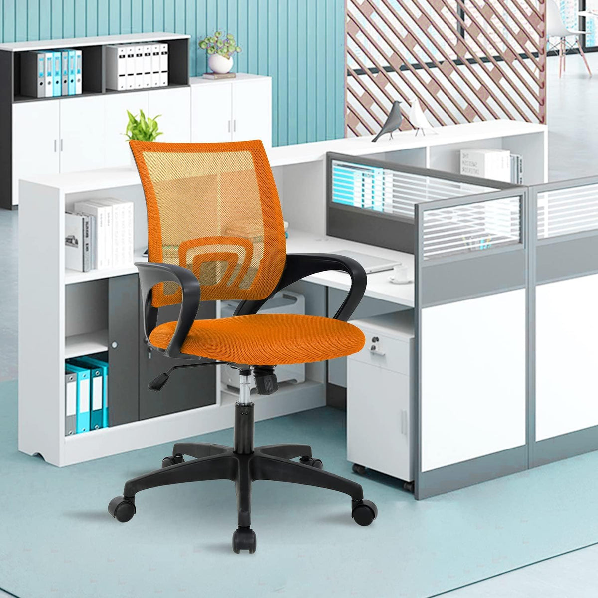Ergonomic Orange Mesh Office Chair with Lumbar Support Q402