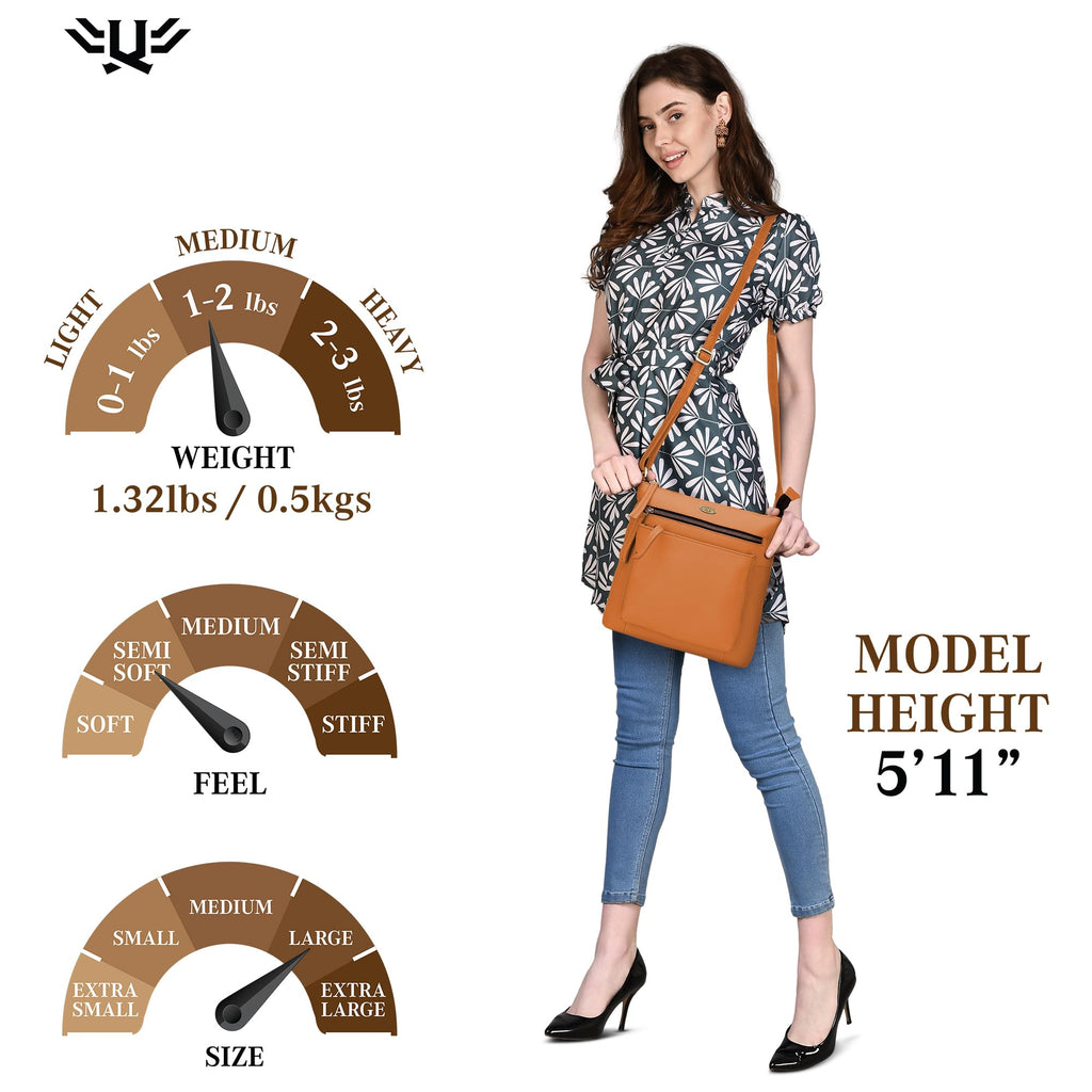 Light Brown Genuine Leather Crossbody Bag T132