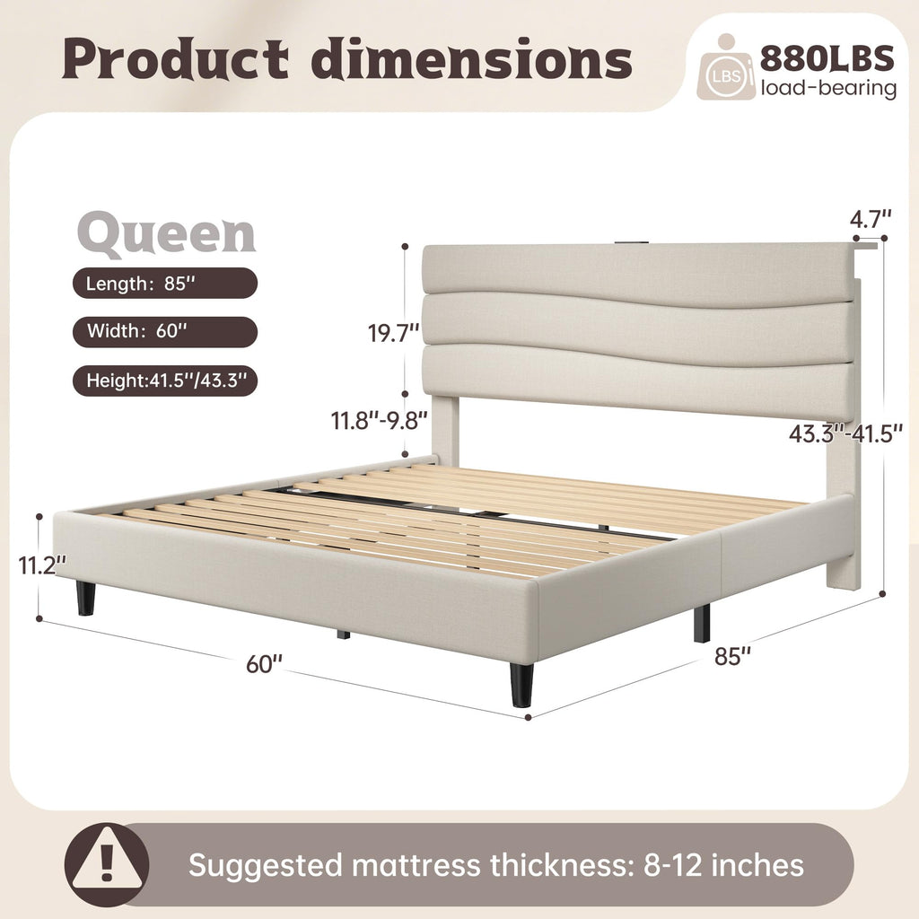 Queen Size Upholstered Headboard Bed Frame C698392
