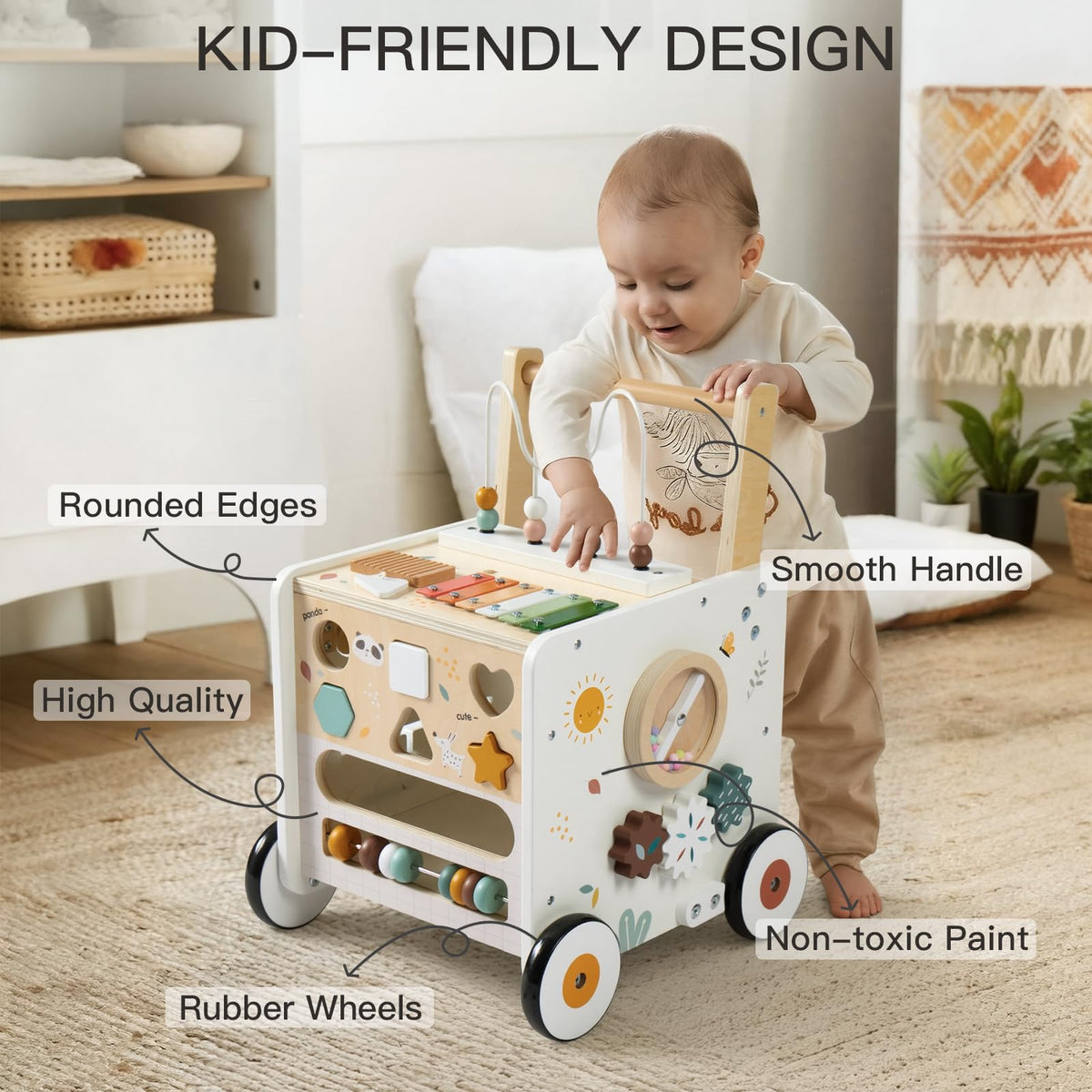 Wooden Baby Walker Activity Cube Push Walker C176