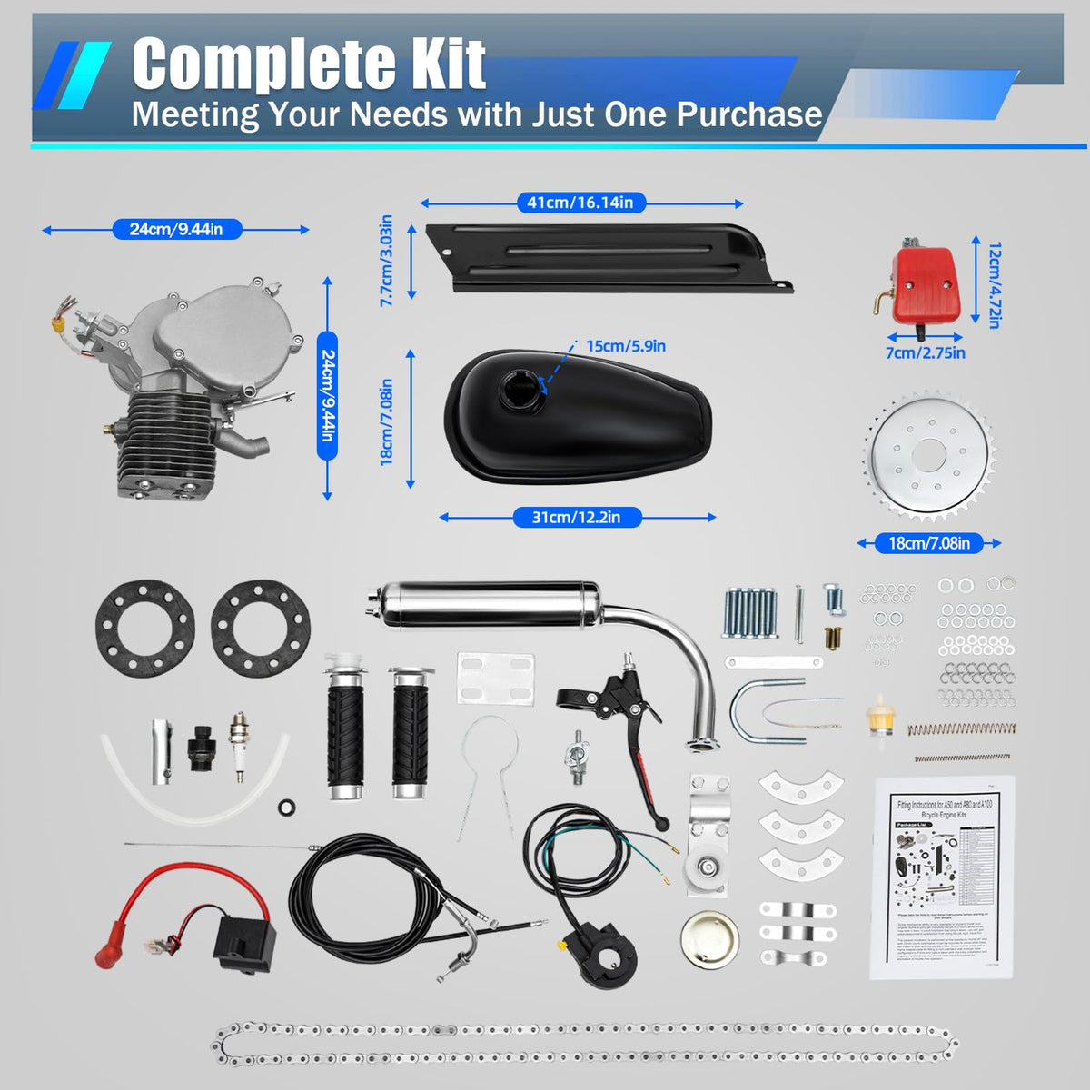 2 Stroke 100CC Motorized Bicycle Engine Kit with CDI System Y41328