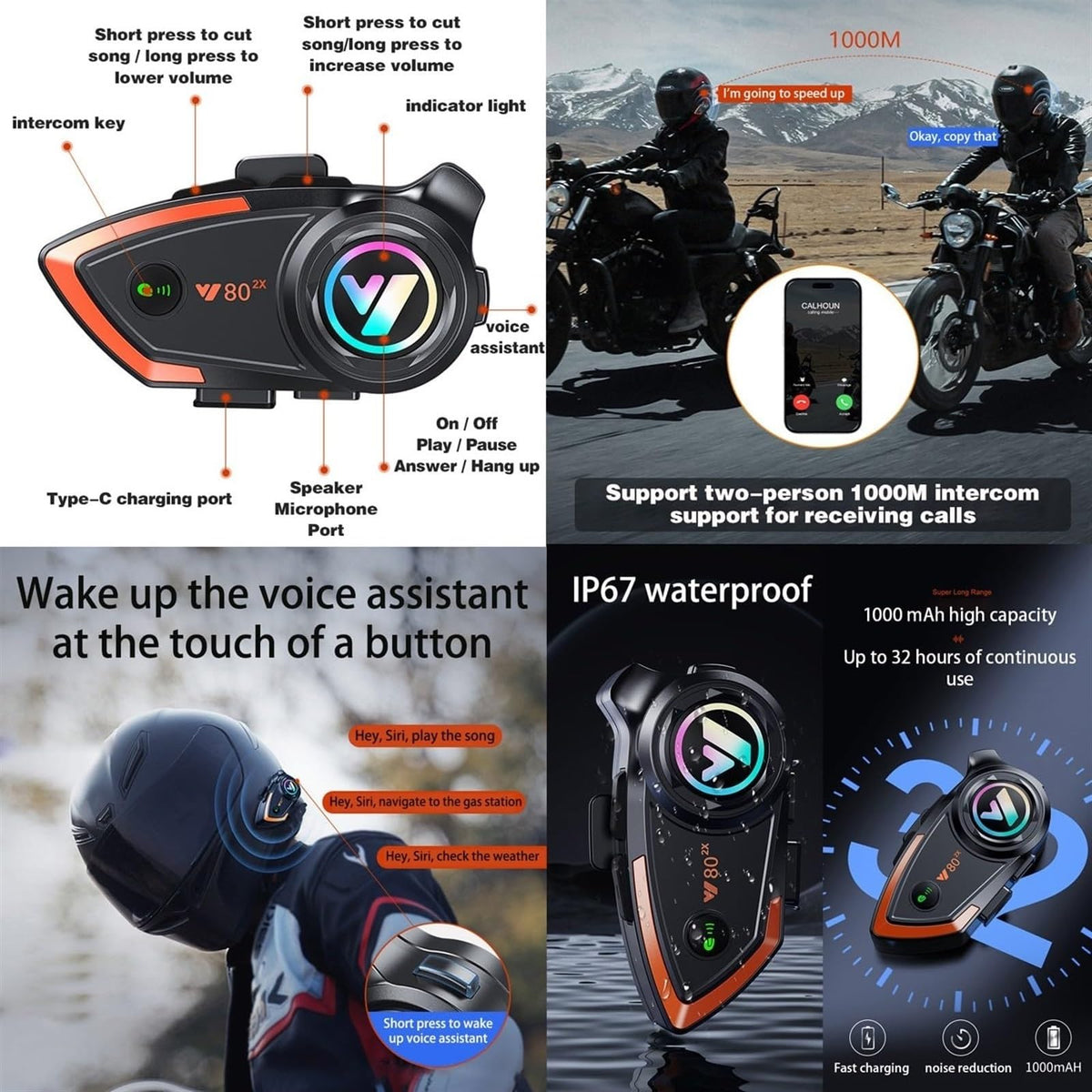 Bluetooth Modular Flip Up Full Face Motorcycle Helmet with Dual Visor Z225