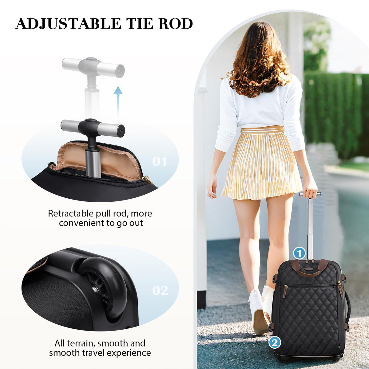 Black Rolling Laptop Backpack with Wheels Z6715