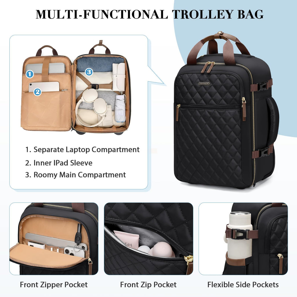 Black Rolling Laptop Backpack with Wheels Z6715