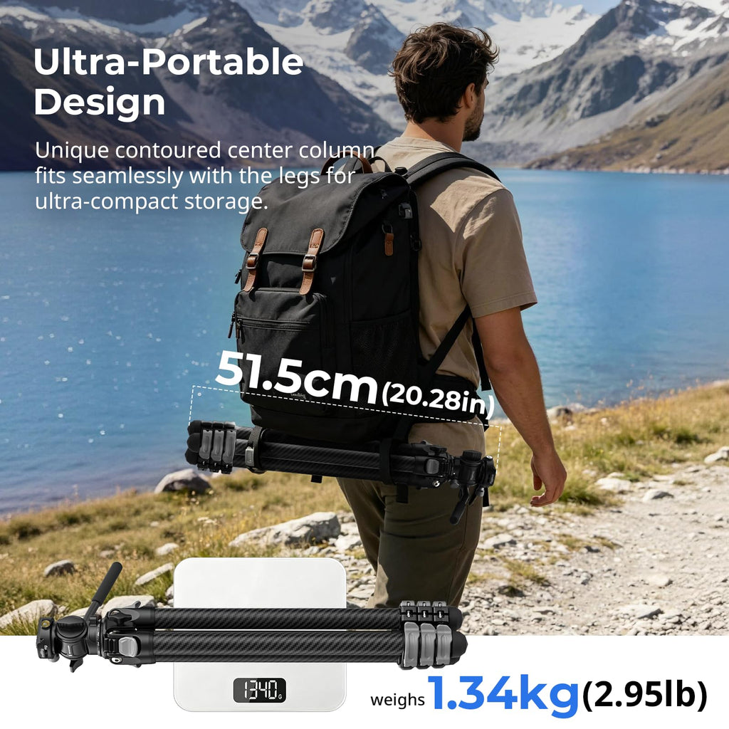 Carbon Fiber Compact Travel Tripod with Fluid Head P949644