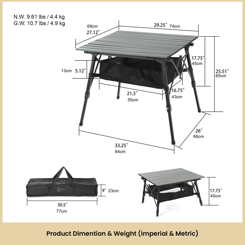 39 in Aluminum Folding Camp Table E82161