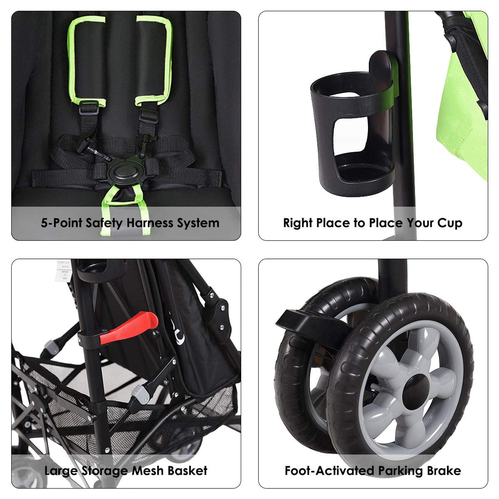 Lightweight Compact Travel Stroller Green E65038