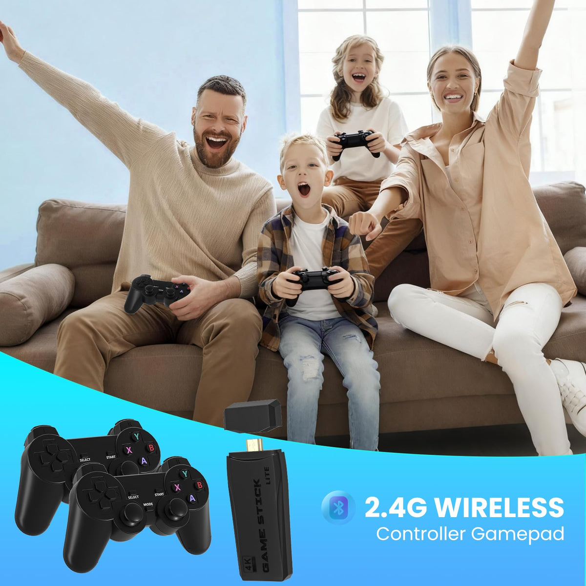 Retro Game Console with 2.4G Wireless Controllers A2354