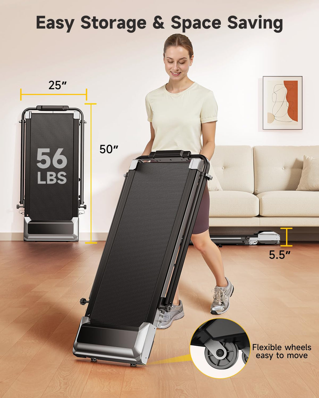 Folding Treadmill with Incline and Adjustable Handle Bar P688