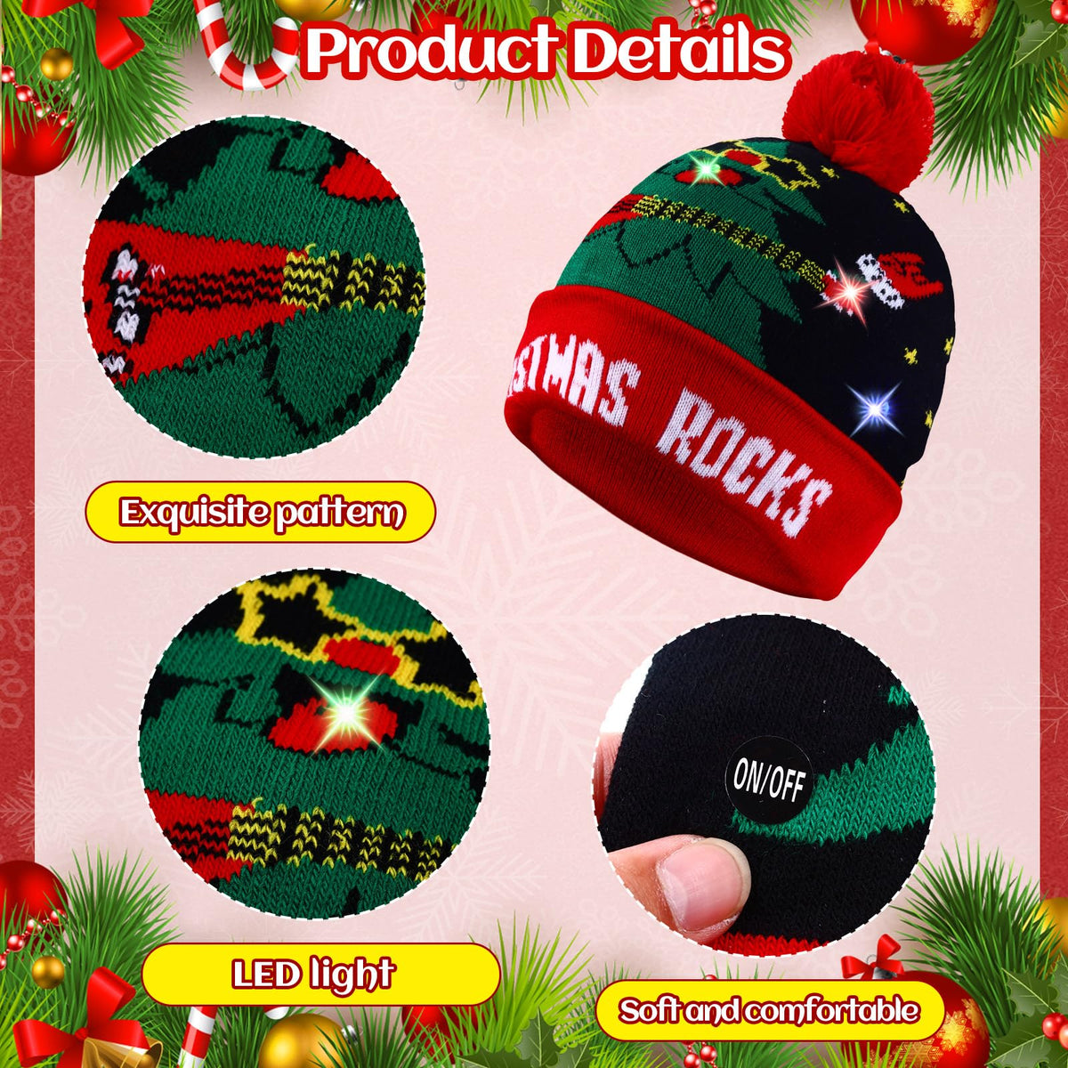 Light Up Christmas Hats Bulk LED Beanies L28125