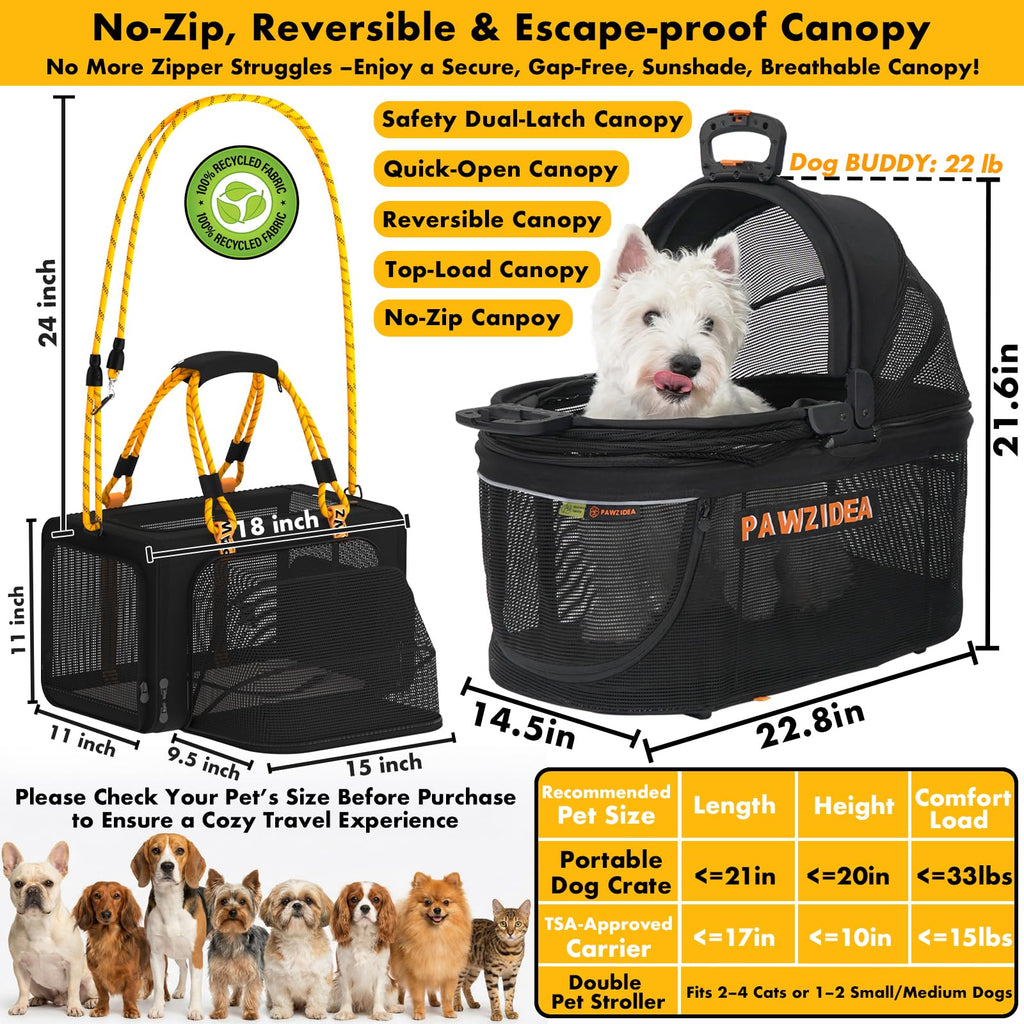 Double Pet Stroller with 2 Detachable Carrier X344257