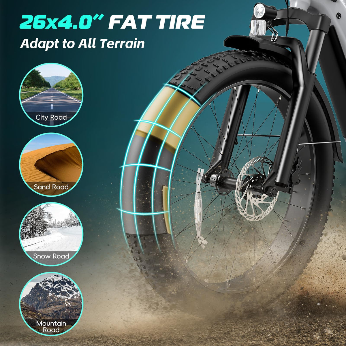 Electric Bike 26 x 4.0 Fat Tire 1500W Peak Motor G6221