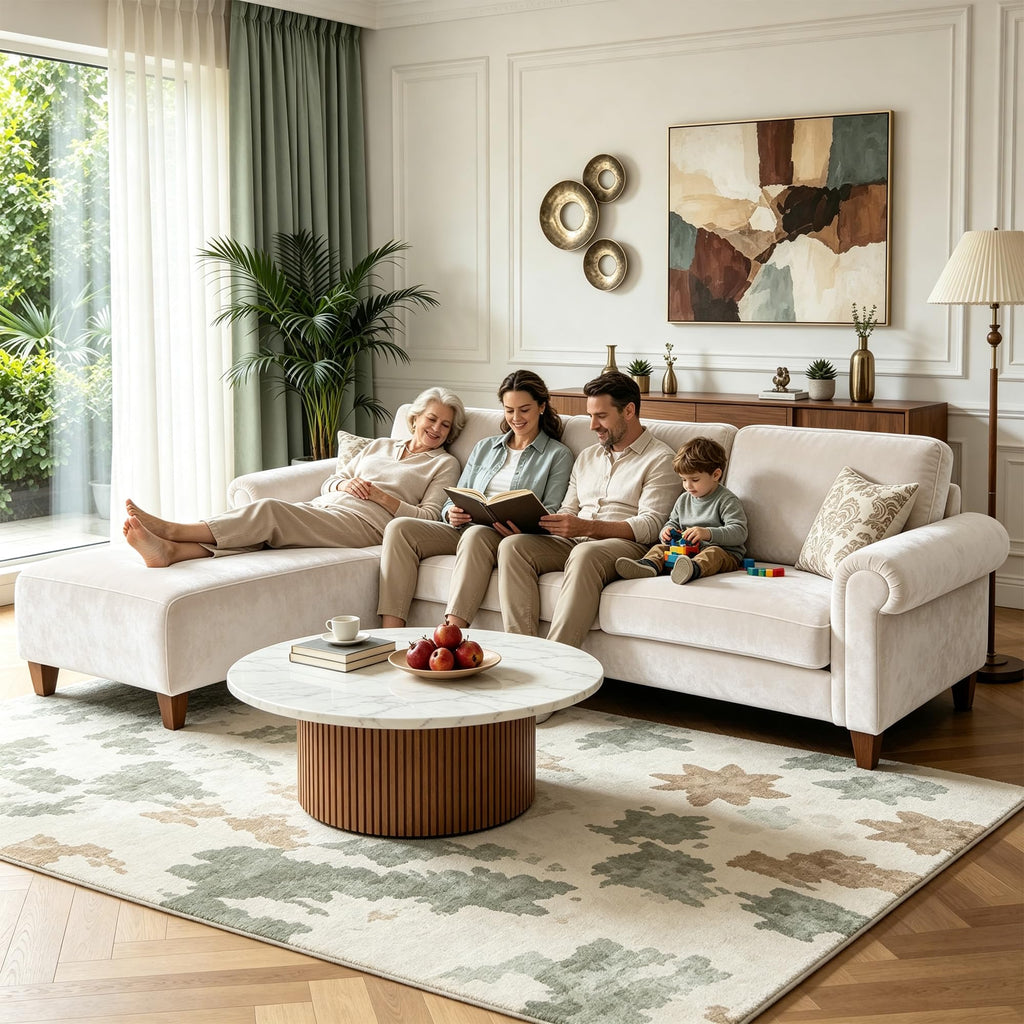 100" L-Shaped Velvet Sectional Sofa with Ottoman C303536