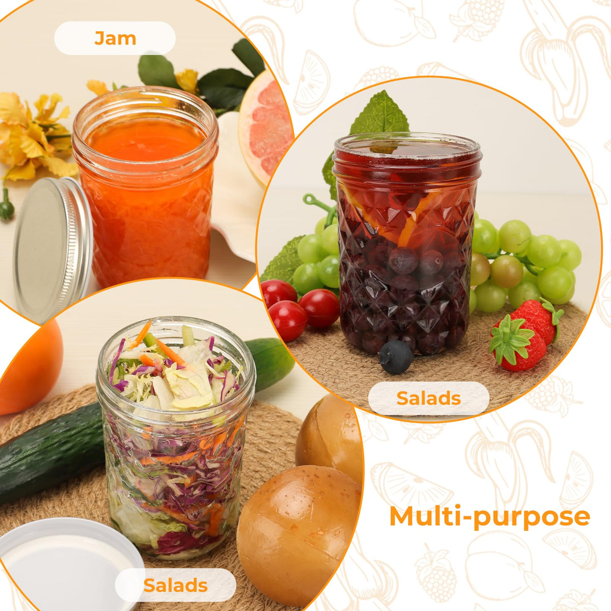 12 Pack 16oz Wide Mouth Glass Mason Jars Z5737