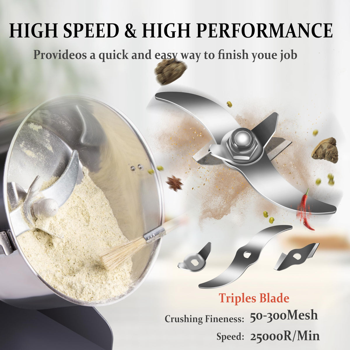 150g Electric Stainless Steel Grain Mill T3990
