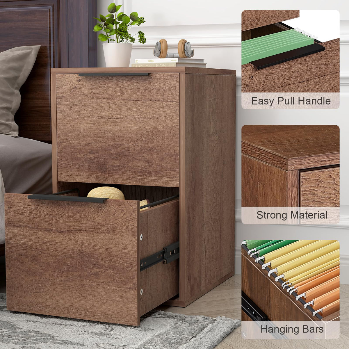 2 Drawer Filing Cabinet with Hanging Rail W424