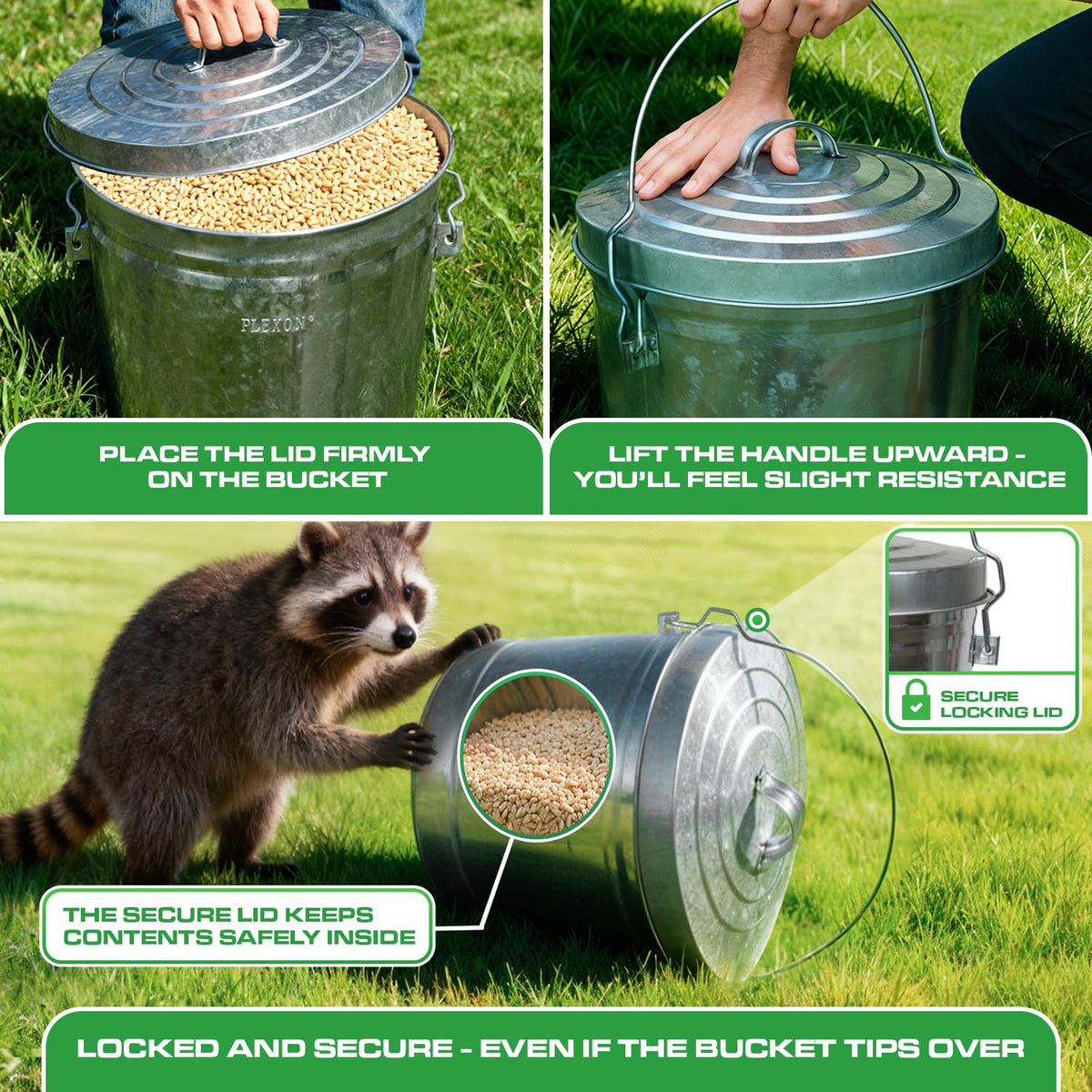 6.6 Lb Stainless Steel Hanging Poultry Feeder with 10 Gallon Storage Bucket U13711