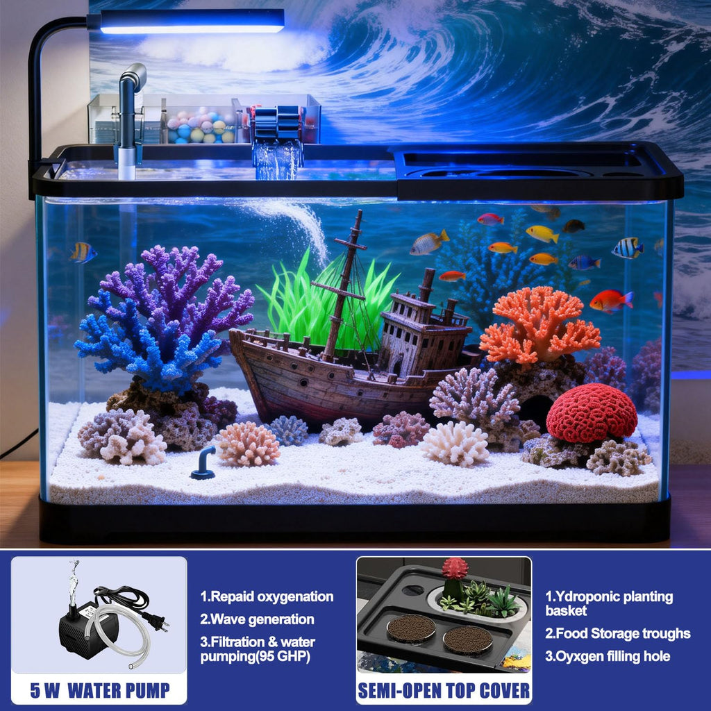 5 Gallon Plastic Fish Tank with Filter and Lid P79826
