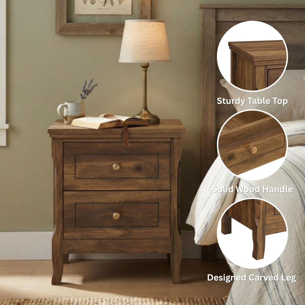 2 Drawer Wood Nightstand Set of 2 N226616