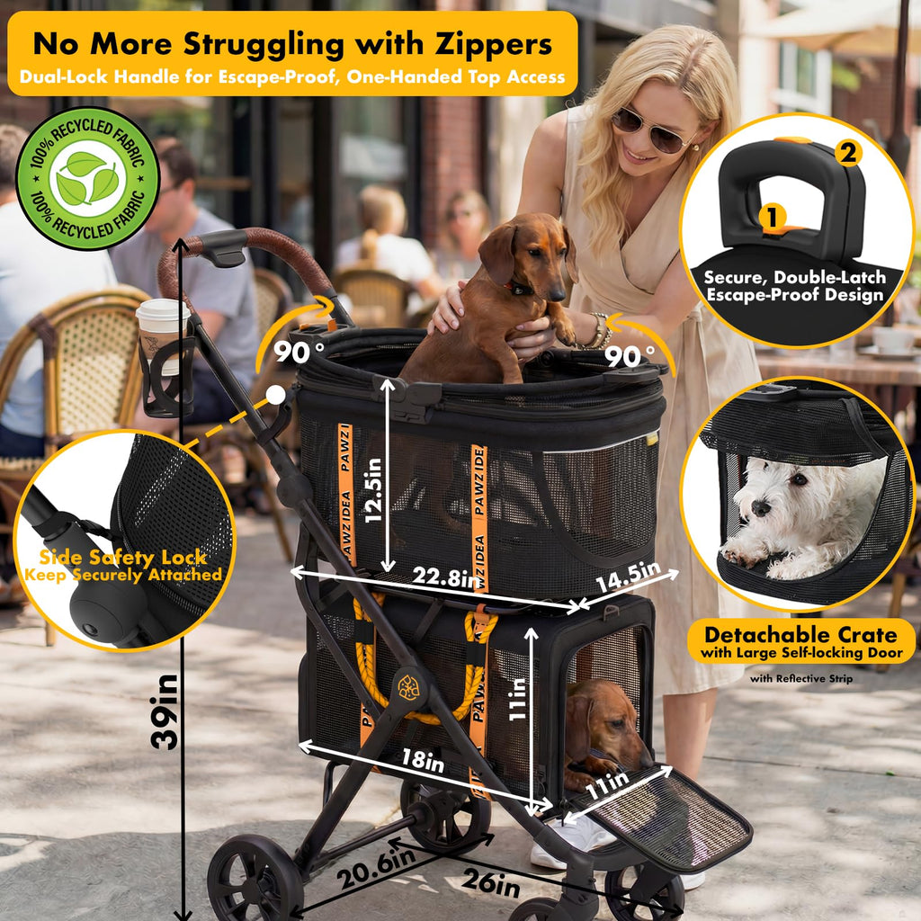 Double Pet Stroller with 2 Detachable Carrier X344257