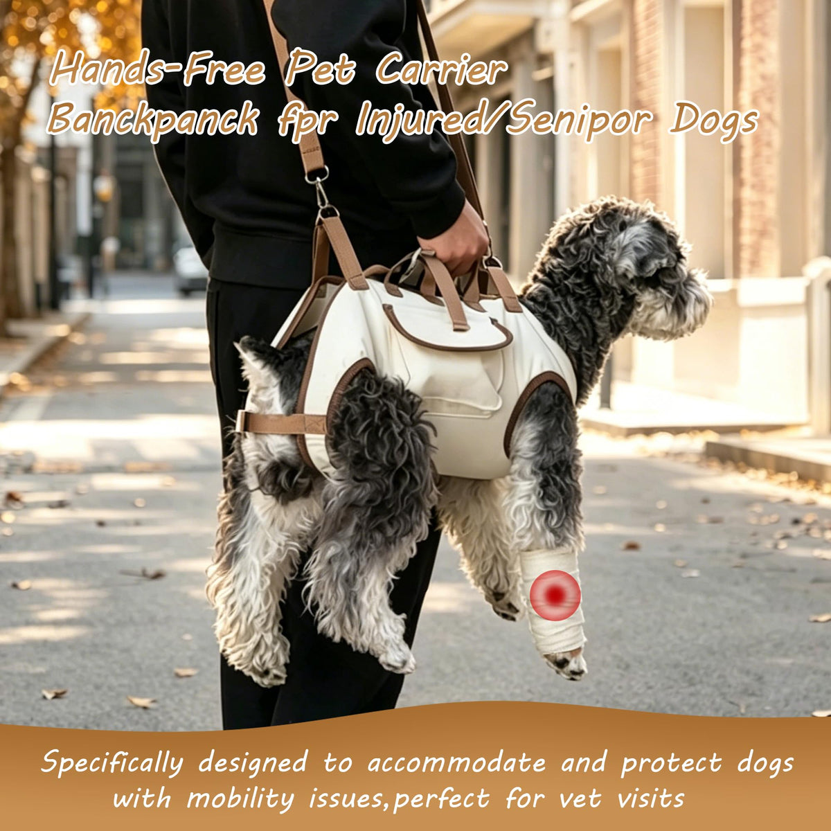 Hands Free Dog Backpack Carrier for Small Dogs, Breathable Pet Carrier with Adjustable Straps Y15089