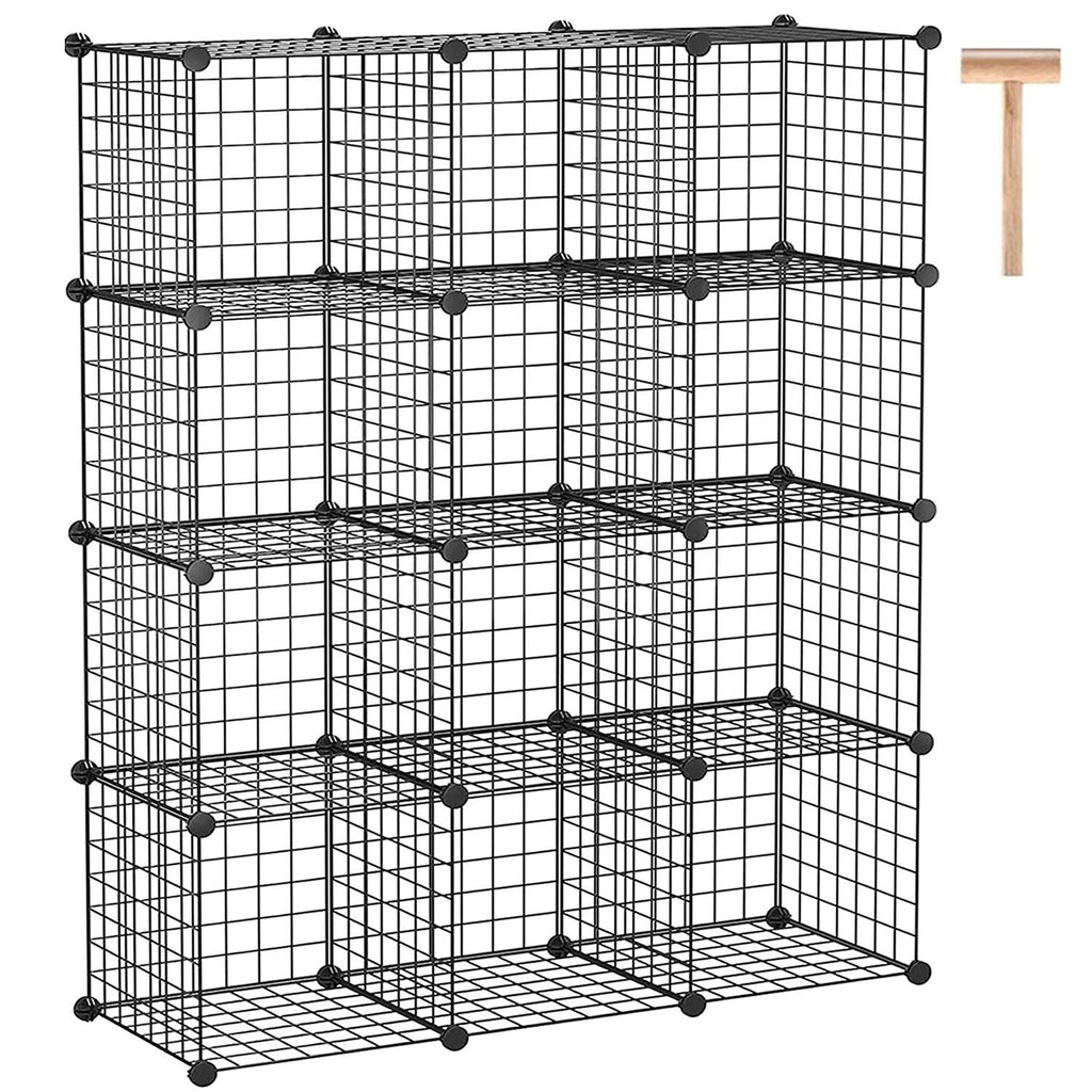 Black 12 Cube Wire Storage Organizer L11571