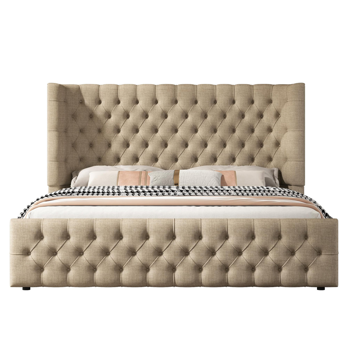 Cal King Bed Frame with Sleigh Headboard & Footboard G1257